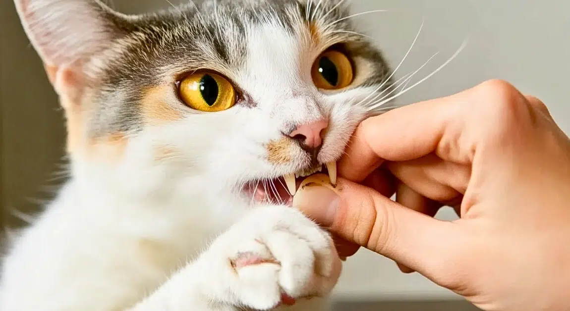 chat qui mordille