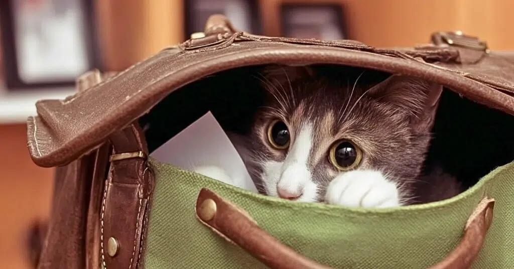 chat dans un cartable