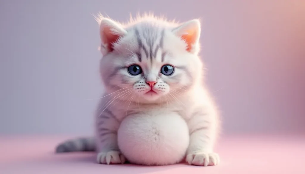 chaton au ventre gonflé