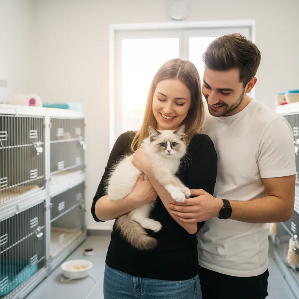 adoption chaton sacré de birmanie par un jeune couple dans un élevage loof