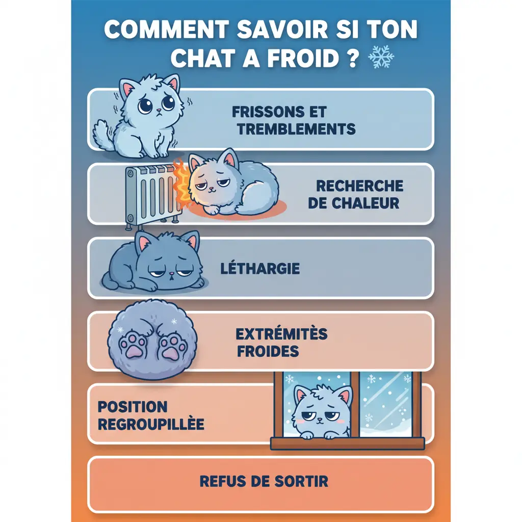infographie: 5 signes qui montrent que ton chat a froid en hiver