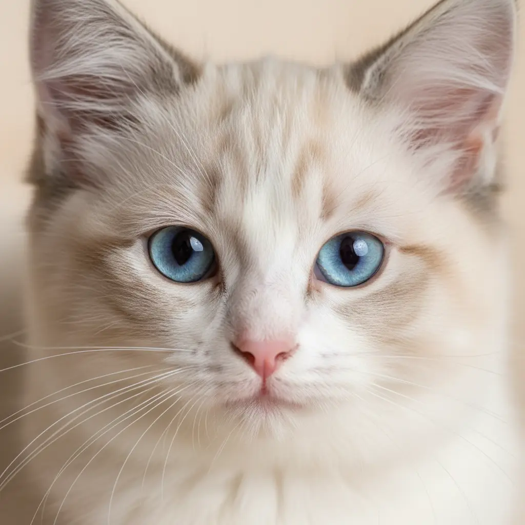 yeux bleus d'un chaton ragdoll 
