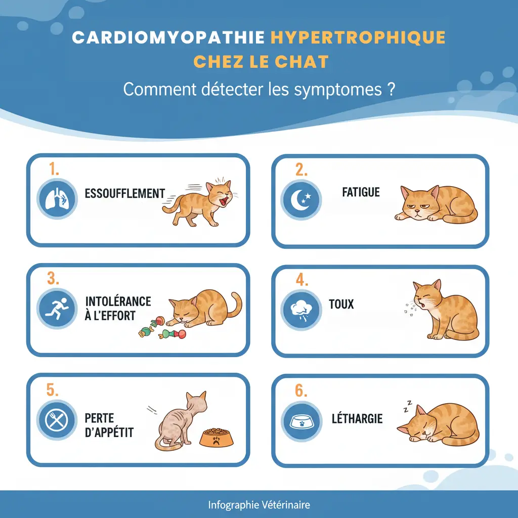 infographie: comment détecter la cardiomyopathie hypertrophique chez le chat 