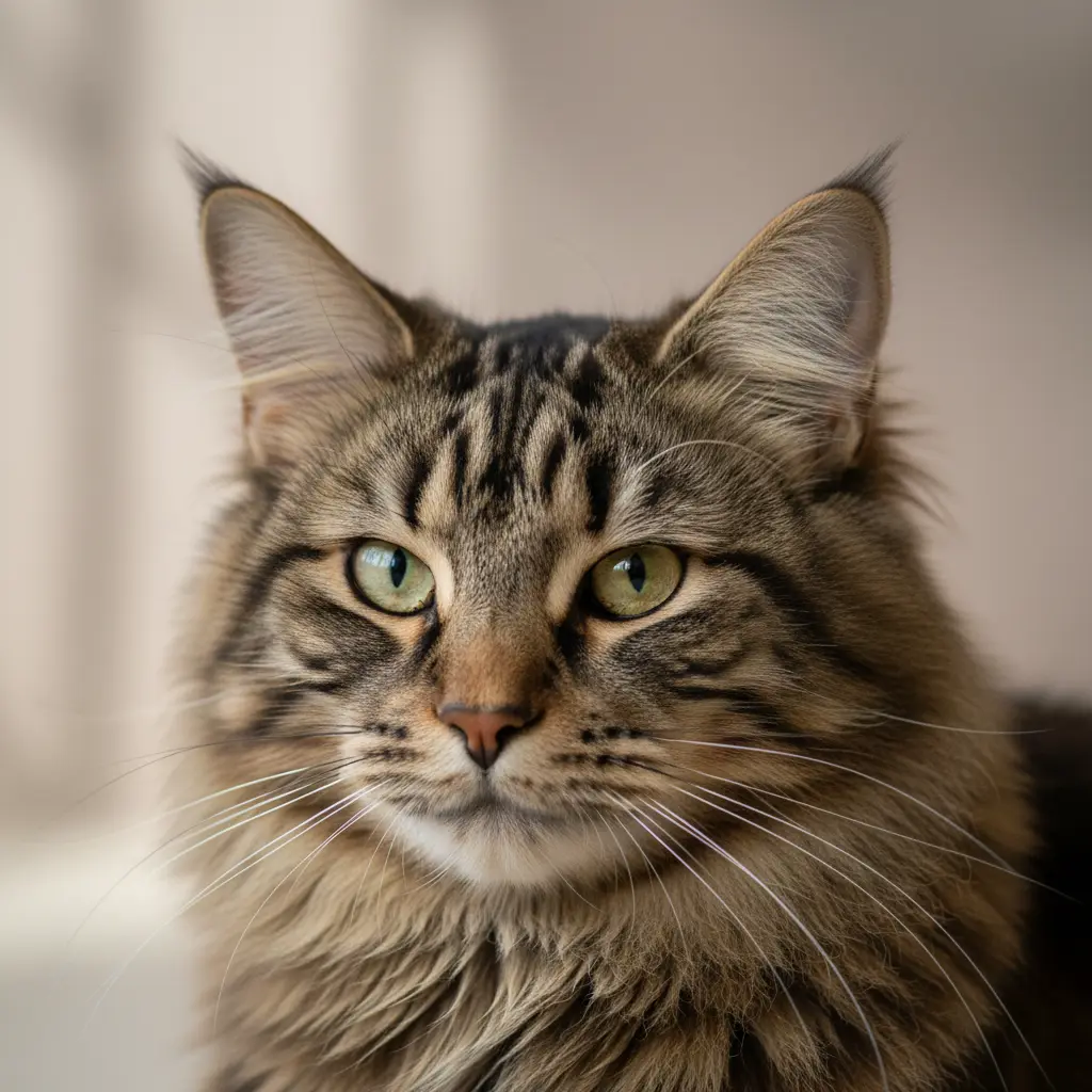 chat norvégien tabby avec le "M" sur le front