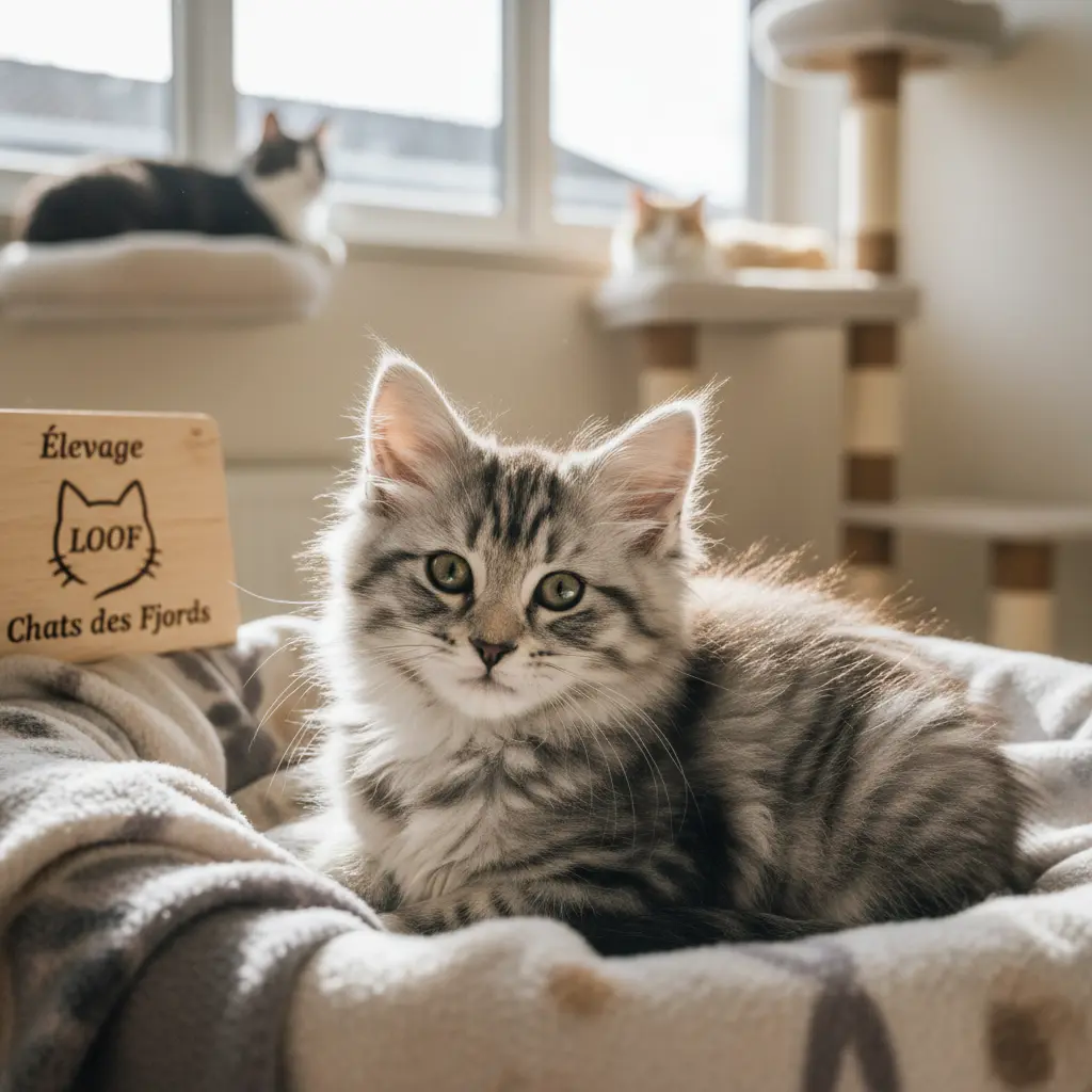 bébé chaton norvégien dans un élevage loof