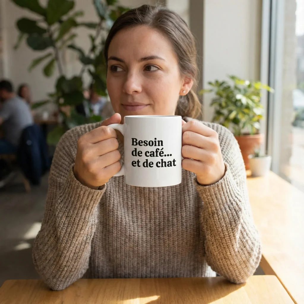 idée cadeau de noel pour chat jeu de mot sur un mug