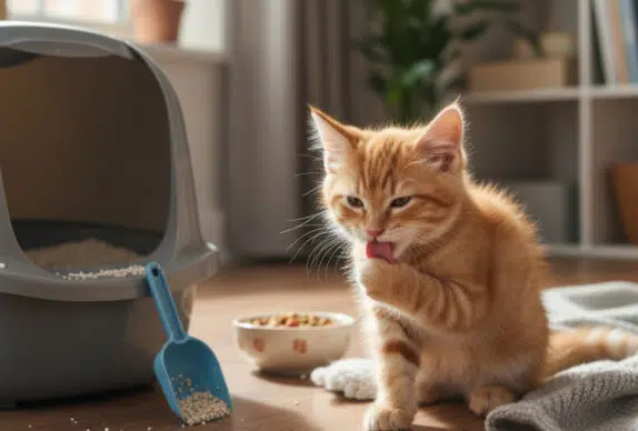 chaton dans sa litière fréquence selles